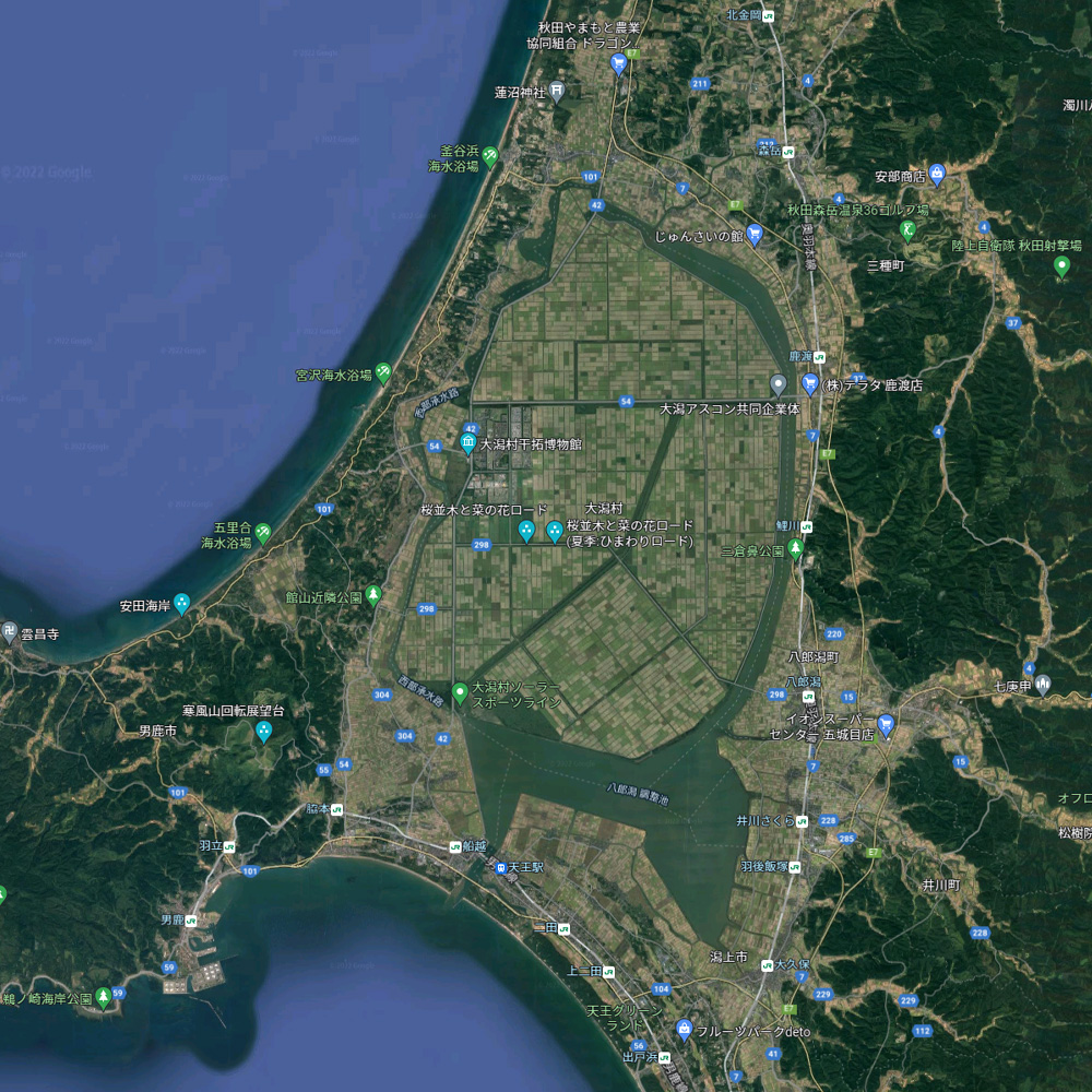 八郎潟（大潟村）Googleマップ