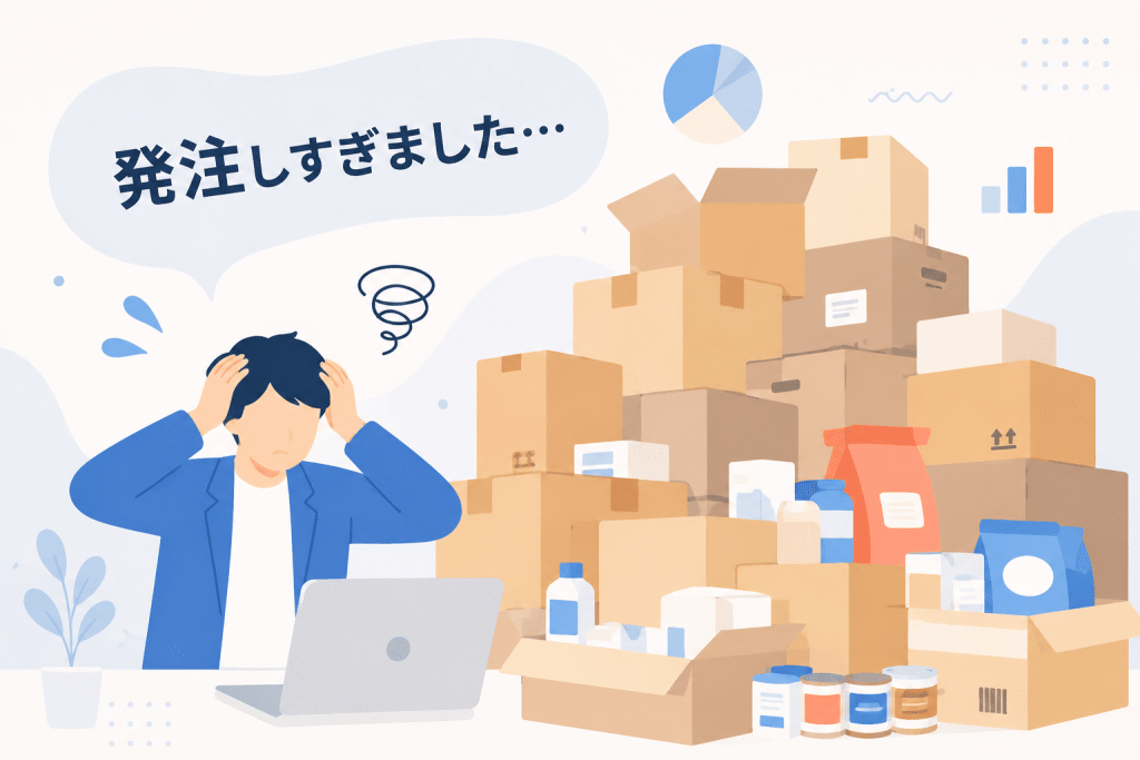 発注しすぎた商品在庫をSNSで伝える投稿イメージ